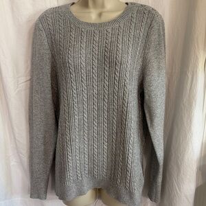 Talbots Light Gray Cable Knit Sweater Cotton Blend